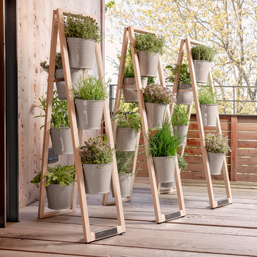 Holz Pflanzenleiter – Vertikaler Pflanzenständer für Balkon, Terrasse & Wohnzimmer mit mehreren Ebenen