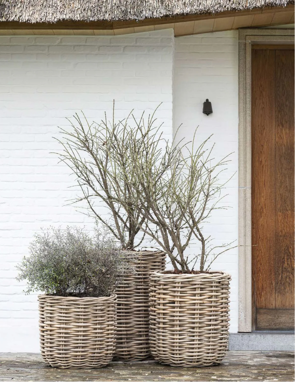 Rattan Pflanzkübel Natur – Geflochtener Blumentopf für Garten, Terrasse, Balkon und Innenbereich – Dekorativer Pflanztopf