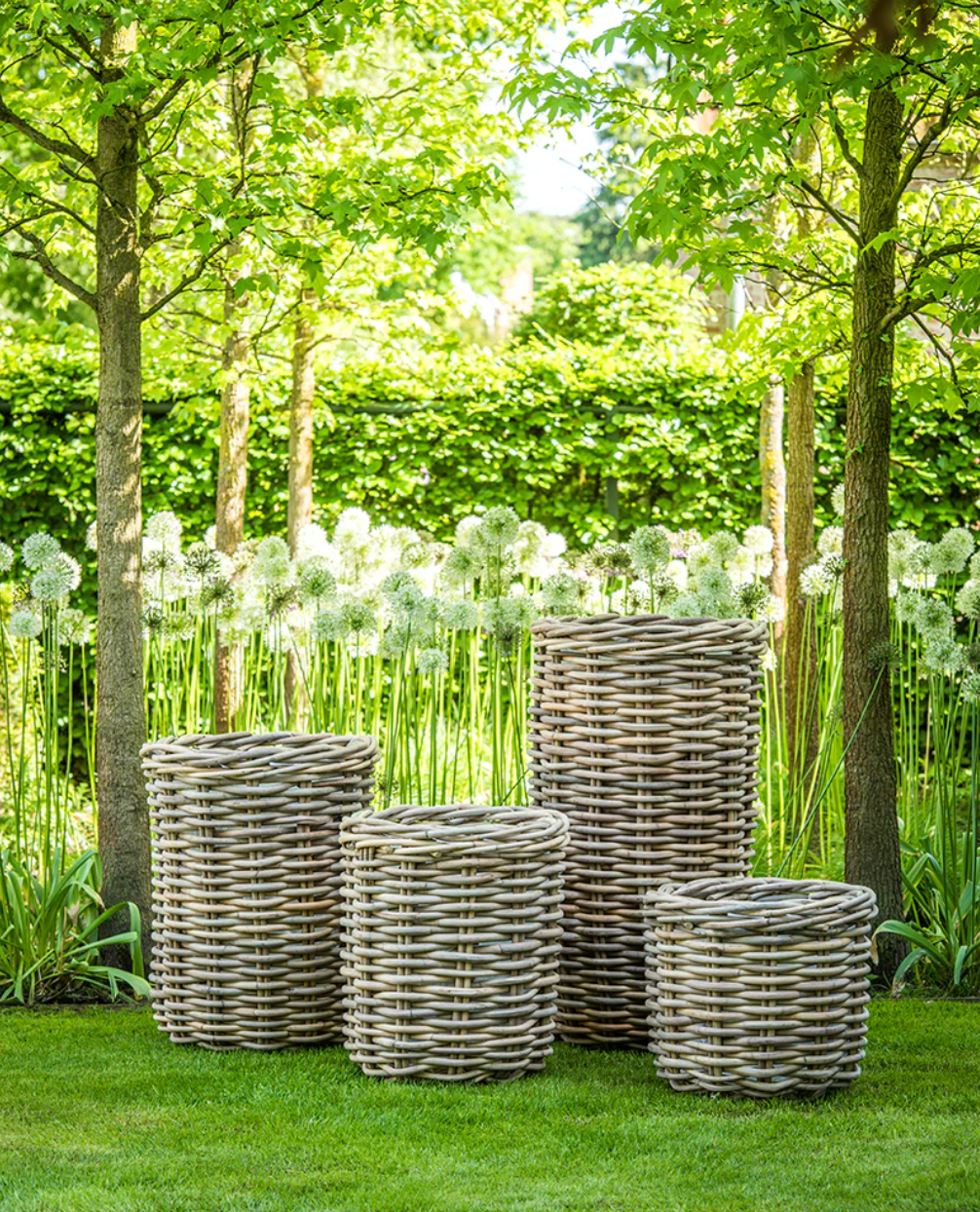 Rattan Pflanzkübel Natur – Geflochtener Blumentopf für Garten, Terrasse, Balkon und Innenbereich – Dekorativer Pflanztopf
